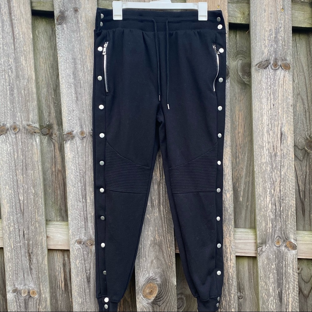 Carbon Side Snap black Breakaway Jogger Sweatpants with pockets size L - Picture 1 of 5